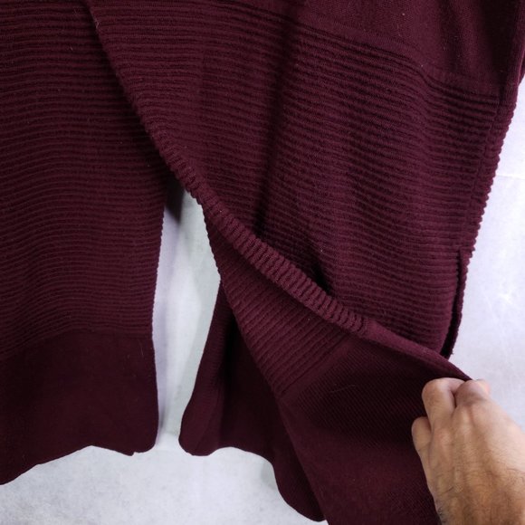 Lululemon Women's Sz 12 100% Merino Wool Open Front Cardigan Wrap Wine Maroon - Picture 7 of 8